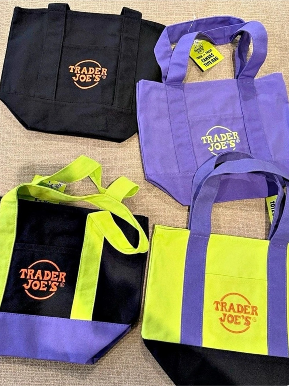 Trader Joe's Trick-or-Treat Mini Canvas Tote Bag Set